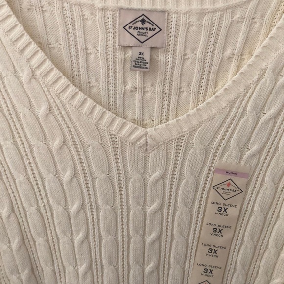 St. John's Bay Cable V-Neck Sweater - Plus - Picture 3 of 4